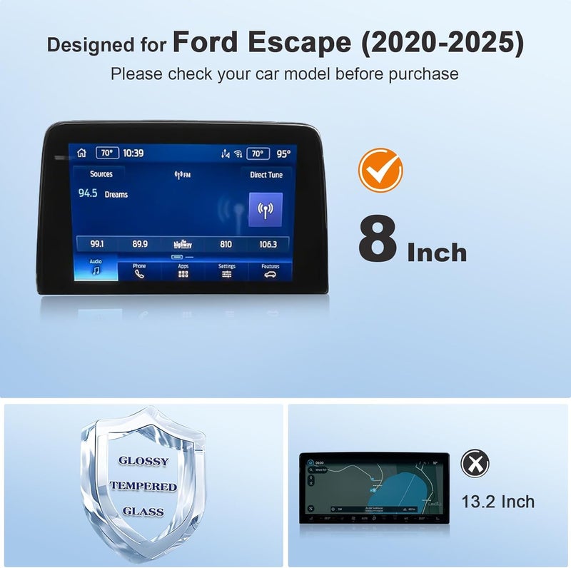 BSTW for 2020 Ford Escape Screen Protector for 2020-2025 Escape Active/ST-Line Select/Titanium SYNC 3 8" Touchscreen for 2025 Escape Accessories Tempered Glass Protective Film (Escape 8-In HD) - Image 2